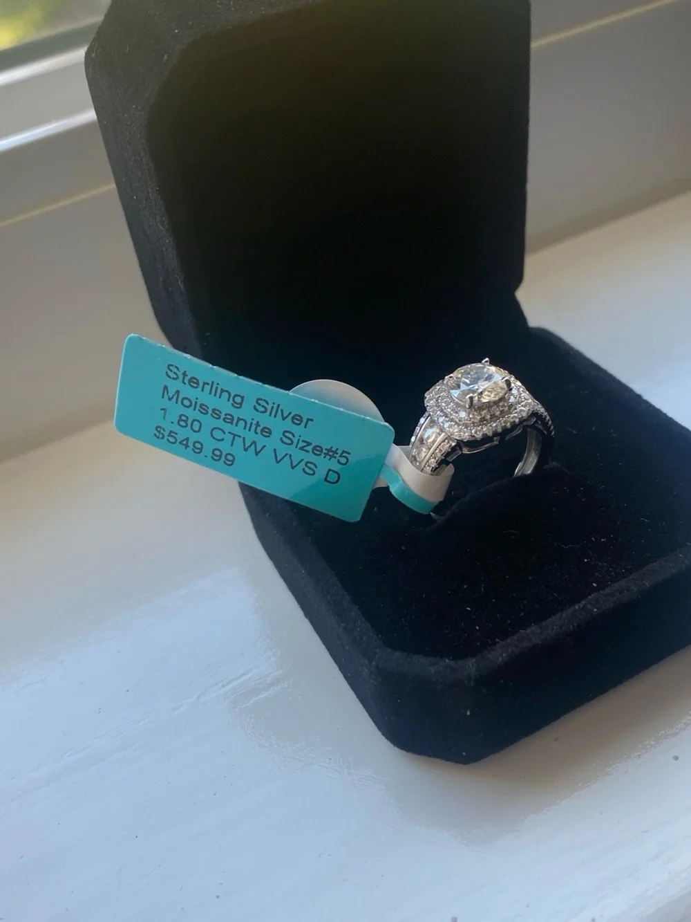 Silver Halo Round Cut Engagement Ring Size 5